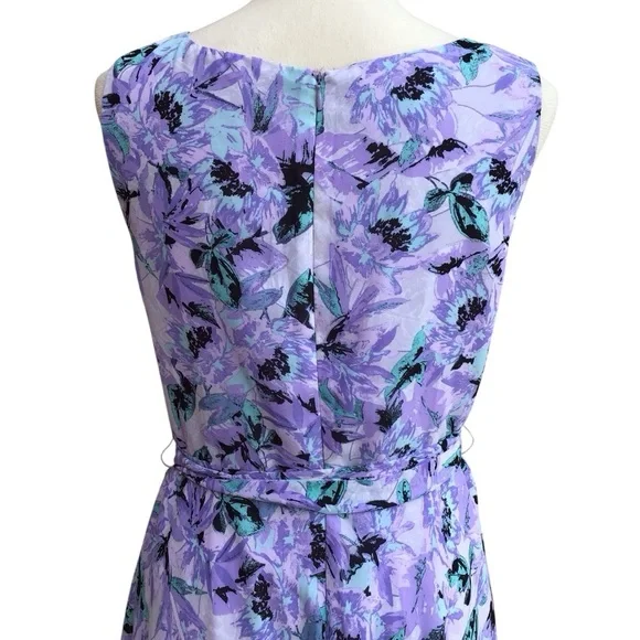 Evan Picone Black Label Floral Purple Sleeveless Midi Dress - Picture 8 of 11